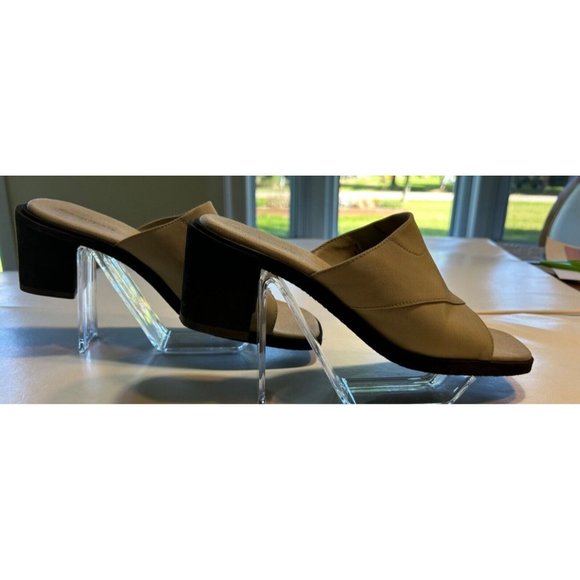 Women's Easy Spirit Slides Size 9 Estenby Natural Fabric Block Heel - Picture 5 of 9